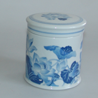 1985, Youth-Dew, INDIGO FLOWER PORCELAIN - COVERED CANDLE