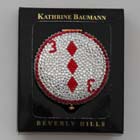 0, KATHRINE BAUMANN - CARDS *** DIAMOND 3 WITH RED RIM (BACK - CLEAR RHINESTONES)