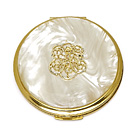 1963 & earlier, PRESSED POWDER COMPACT MOTHER OF PEARL TOP