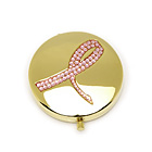 2007, PINK RIBBON COMPACT - JEWELED COMPACT AND BRUSH SET