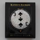 0, KATHRINE BAUMANN - CARDS *** CLUB 3 WITH BLACK RIM (BACK - CLEAR RHINESTONES)