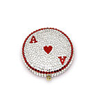 0, KATHRINE BAUMANN - CARDS *** HEART A WITH RED RIM (BACK - CLEAR RHINESTONES)