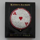 0, KATHRINE BAUMANN - CARDS *** HEART A WITH RED RIM (BACK - CLEAR RHINESTONES)